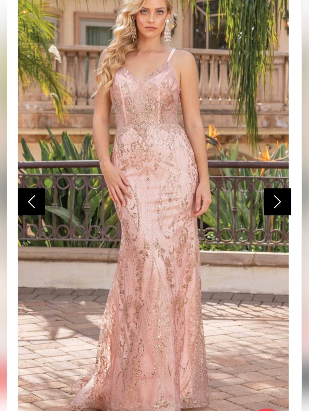 Rose And Gold Sheer Bodice Sequined Tulle Dress By Dancing Queen Medium